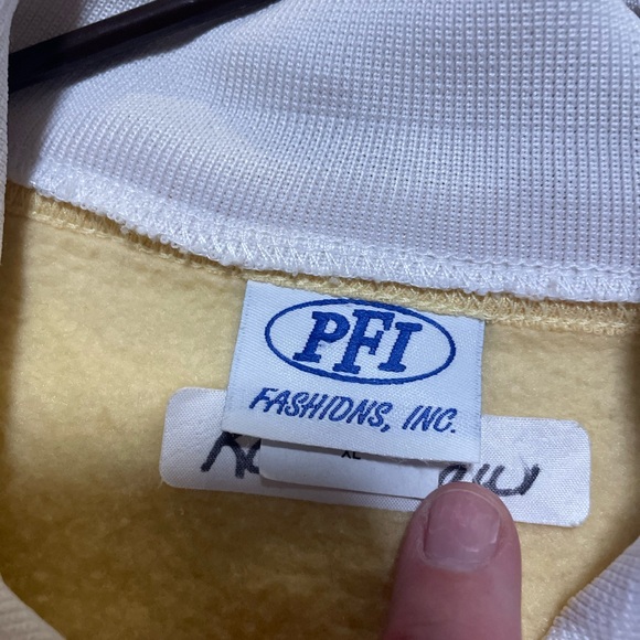 Vintage Floral Embroidered Yellow Sweatshirt with Collar Women’s XL pretty - Picture 5 of 7